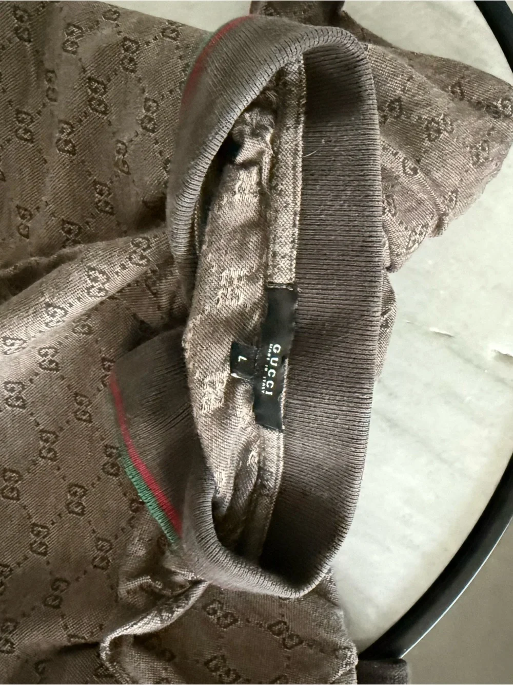 Gucci Brown Monogram Polo with Contrast Trim